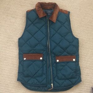 NWOT J.Crew Green Corduroy Excursion Puffer Vest